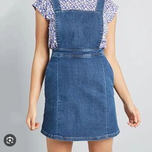 Modcloth Denim Kinetic Charms Apron Dress - M